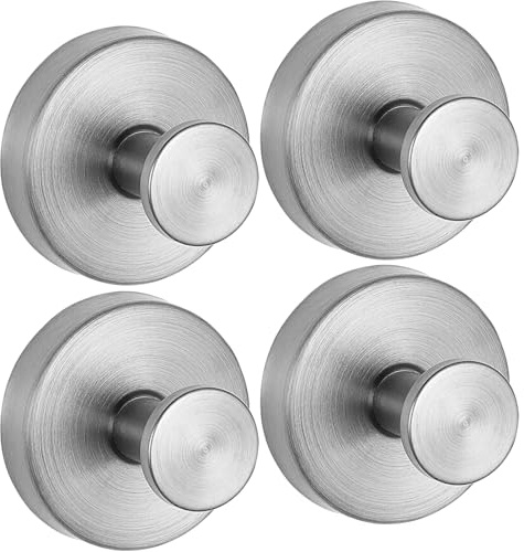 YUNYU 4 ganchos con ventosa para baño, ducha, cocina y puertas de cristal, adherencia segura en superficies lisas, sostiene toallas, lufas, abrigos, albornoces de hasta 11 libras (plateado)