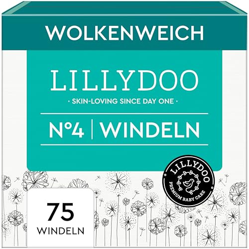 Pañales LILLYDOO, talla 4 (9+ kg), 75 uds., con protección contra fugas | Pañales delicados con la piel: extra suaves, sin perfumes ni lociones y testados dermatológicamente