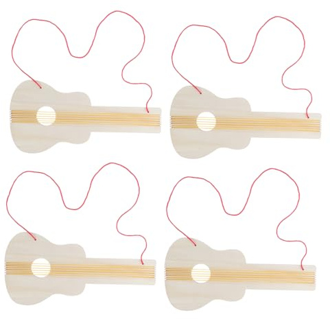 BESTonZON 4pezzi Chitarra in Legno Grezza Ritagliata Per Ragazzo Progetti Pittura Da Te e Artigianato Per Attività e Decorazioni Strumenti Musicali Per Scuola