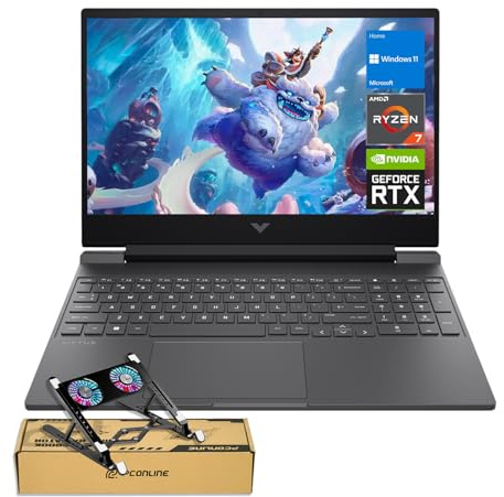 HP Victus RTX 4050 AI Gaming Laptop with Copilot, 15.6 FHD 144Hz, AMD Ryzen 7 7445HS(Beats Intel i7-13700), NVIDIA RTX 4050, 64GB DDR5 RAM, 1TB SSD, Backlit KB, Bundle with PCO Laptop Cooler