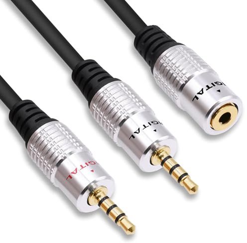 YARCHONN Cavo splitter audio Y da 3,5 mm, adattatore per microfono stereo TRRS da 3,5 mm, cavo di prolunga per telefoni, compresse, console di gioco, 0,5 m/1,64 FT (1 presa su 2 spine)