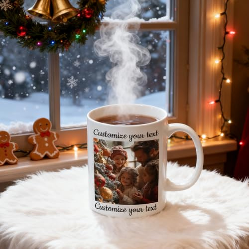 XSTZR Mug personnalisé avec photo et texte, en céramique, 325 ml/445 ml. Personnalisable avec votre nom ; un cadeau unique pour la famille, les amis ou votre partenaire. (Blanc)