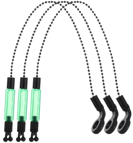 SUPVOX Alarma de Pesca 3 Piezas Cubierta Verde Indicador de Picada para Línea de Pesca Accesorio Portátil y Práctico para Cañas sin Luz Diseño Tensor Flexible