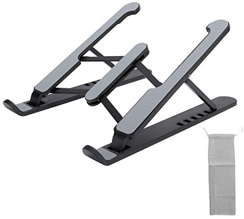 MEMEWOCA Supporto per notebook pieghevole multiposizione, base di supporto per raffreddamento laptop con altezza regolabile, fondo in silicone antiscivolo per laptop da 11-17 pollici, (Nera)
