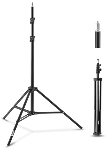 Rollei Lampenstativ 200cm Basic Lichtstativ aus Aluminium 5kg Traglast | Light Stand mit Spigot & 1/4 Anschluss Verstellbarer Lampenständer für Blitz Studiolicht Softboxen