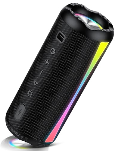 Bluetooth Lautsprecher, Musikbox Bluetooth 5.4, Lautsprecher wasserdicht IPX7, RGB Licht, TWS Paarung, IPX7 Wasserdicht, 20W Loud Stereo Sound, 20 St Tragbar Outdoor Speaker für Reisen, Sport, Party