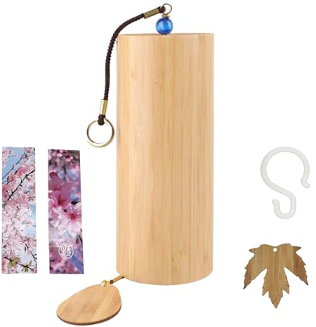 Japansk bambu vindklocka för utomhus hängande, naturlig bambu vindspel, Zen vindklocka trädgård, Koshi ljudspel för ljudläkande meditation och lugnande känslor, yoga, meditation, trädgård etc