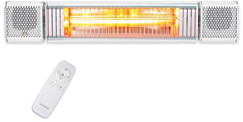 VASNER Appino BEATZZ – Infrarot Heizstrahler mit Lautsprecher & LED Beleuchtung 2000 Watt Bluetooth fähig Infrarotstrahler Steuerung per App & Fernbedienung (Weiß)