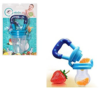 Chupete Q4U para bebé, con comida fresca y frutas en el interior azul azul Talla:pequeño