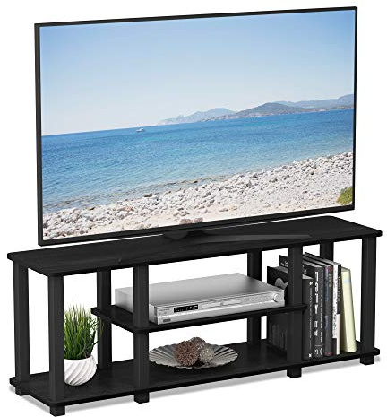 Furinno TURN-S-TUBE TV Stand, 3-Tier No Tools 3D Entertainment Center, TV Console for TV up to 50 Inch, with Square Tube, for Living Room, Bedroom, Americano