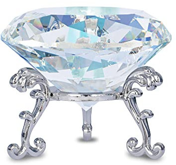 FBBULES 80mm Kristall Diamant Briefbeschwerer Glas mit Ständer, Kristall Diamant Deko Diamantene Hochzeit Geschenk Glasdiamant für Halloween Weihnachten Erntedankfest Tafelaufsätze