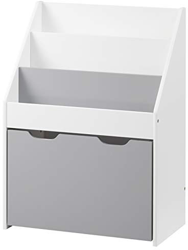 WOLTU Kinderregal Bücherregal Regal für Kinder, Spielzeugregal 3 Regale Aufbewahrungstruhe mit Räder, Baby Standregal aus Holz Mehrzweck Organizer für Kinderzimmer