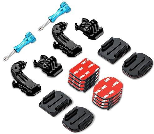 MiPremium Helmet Mount Adhesive Sticky Pads for GoPro Hero 13 12 11 10 9 8 MAX Go Pro 7 6 5 4 3 2 1 Black Silver Session & Other Action Camera JHook Buckle Adapter Accessories Kit & Thumb Screws | Compatible with Hero MAX Session Insta 360 DJI Osmo SJCAM AKASO Action Cameras Buckle Mounts Adapter Accessories Mounting Kit