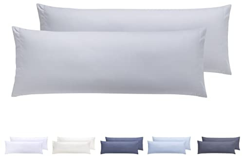 Todocama – Juego de 2 Fundas de Almohada, Microfibra Extra Suave, hipoalergénicas. Juego de 2-90x40 cm Gris Claro