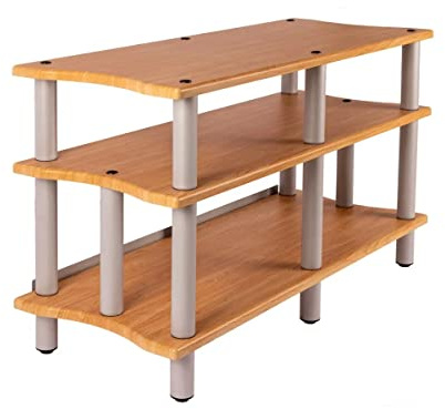 Monolith Double-Wide XL 3-Tier AV Stand - 300 lbs Weight Capacity Per Shelf, Organize and Display Your AV Components, Home Theater or Entertainment System, Maple