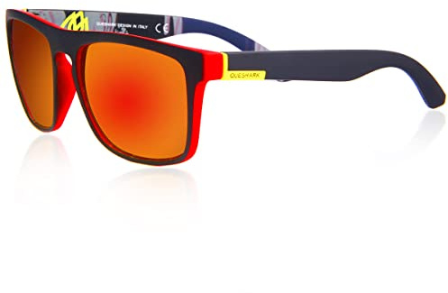 Queshark Polariserade solglasögon klassisk stil retro solskydd glasögon UV400-skydd unisex för män kvinnor golf cykling sport fiske resor, Färg 03, Large