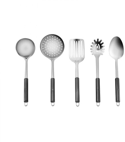 Karaca Master Black 5-tlg. Service-Set - Hochwertiges Kochvergnügen mit Eleganz und Schwarzem Charme, Praktisches Küchenutensilien-Set für den anspruchsvollen Koch