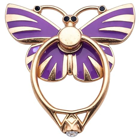 RK TECH Phone Ring Bracket holder, Butterfly Diamond Shape Finger Grip Stand Holder Ring Car Mount Phone Ring Grip Smartphone Ring stent Tablet (Butterfly Soft Purple)