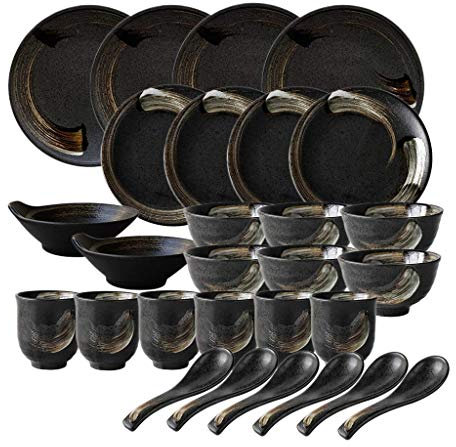 Set da tavola da tavoloServizio da tavola Resistente, Servizio da tavola in Ceramica, Servizio da tavola in Porcellana retrò da 28 Pezzi in Stile Giapponese