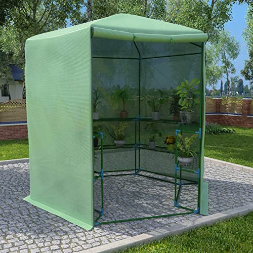 GuyAna Invernadero con estantes Acero 227x223 cm Invernadero Exterior PequeñO Casa Prefabricada