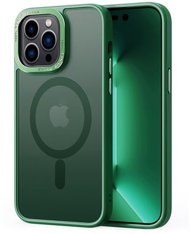 Magnetico Cover Compatibile con iPhone 15 Pro Max,Traslucida Matte Sottile Custodia Case,Verde