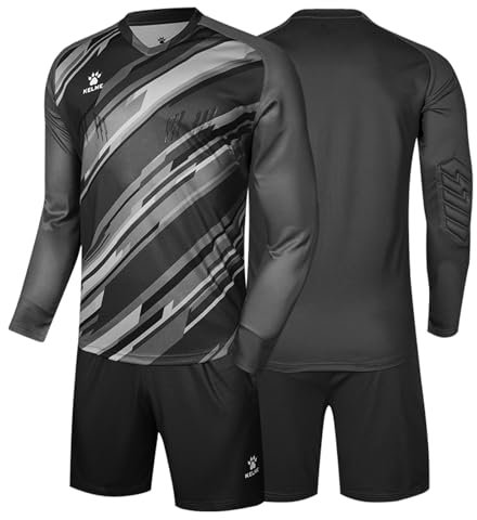 KELME Torwarttrikot für Herren, gepolstert, Fußballtrikot und Shorts, Socken für Erwachsene und Herren, Schwarz, X-Klein