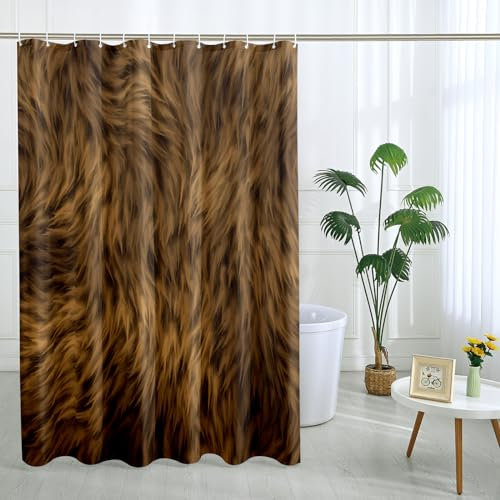 Rustic Cow Shower Curtain with 12 Hooks Animal Bear Cow Luxury Elegant Brown Polyester Room Ornaments Waterproof Decorative Bathroom Hotel Bathtub Outdoor Short Shower Curtain 72x78 Inch