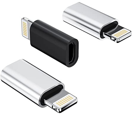 Lightning-Stecker auf Micro-USB-Buchse, Ladeadapter (3er-Pack), Android-Kabel, Ladegerät, kompatibel mit Apple iPhone 14, 13, 12, 11 Pro, Max, SE, X, 6, 7, 8 Plus, für iPad Air-Konverter,