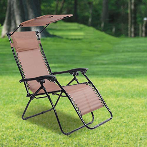 Outdoor Reclining Zero Gravity Chair Travel Garden Relaxer Lounger with Sun Visor for Beach Patio Indoor Max Load 150KG