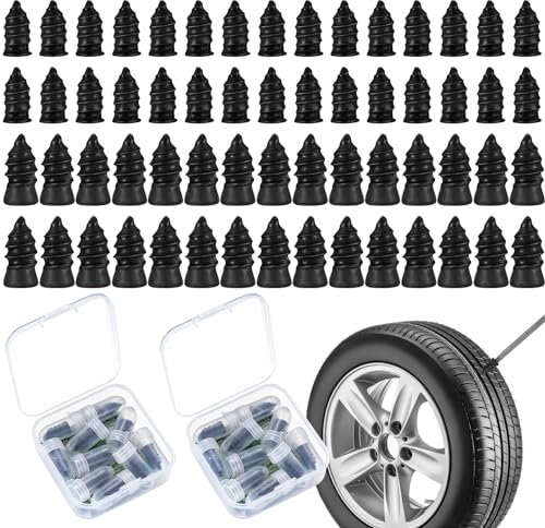 60 Stück Vakuum Reifen Reparatur Nagel, Reifenreparaturnägel, Vakuum Reifen Reparatur Nägel, Schlauchlose Reifen Reparaturset, Reifenreparatur-Gumminagel für Auto Motorrad KFZ LKW, 2 Größen