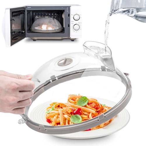 Mikrowellen Abdeckung für Lebensmittel, verbesserte Microwellenabdeckungen mit Wasserdampfer, integrierter Griff, 26cm Mikrowellenhaube, Spritzschutz, Küchenhelfer &Zubehör, House Essentials for Gift