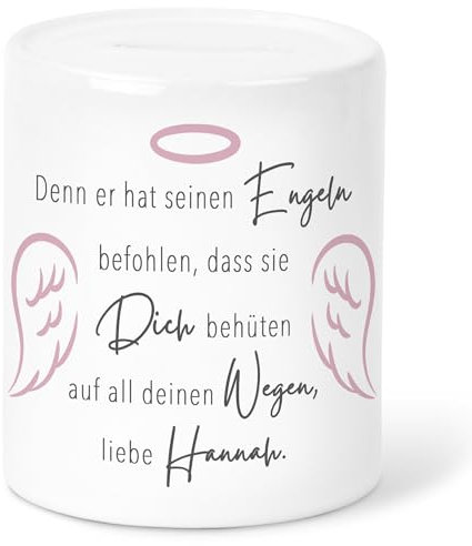 Spardose Taufe Geldgeschenk Verpackung personalisiert Taufgeschenk für Mädchen Sparkasse Sparbüchse Sparbox Sparschwein aus Keramik (Rosa)