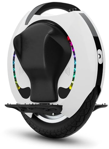 KINGSONG Monociclo elettrico KS-16S, adulto, bianco, motore da 1200 W, autonomia fino a 75 km, velocità limitata a 35 km/h, pneumatico gonfiabile da 18, altoparlante e Bluetooth