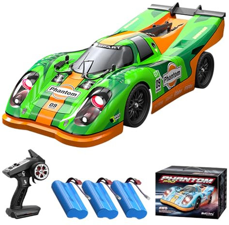 Teeggi 16307 PRO 1:16 Ferngesteuertes Auto für Erwachsene, 60KM/H Bürstenloser Motor 2.4Ghz RC Hohe Geschwindigkeit Offroad Drift Rennauto, 4WD RC Geländewagen, 3 Batterien (Grüner)