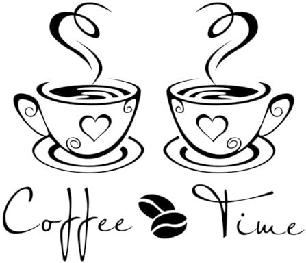 QEDBOJE Adesivi Murali Cucina, 2 set, Peel and Stick, rimovibile, Zazze da Caffè, Parete Adesivo, Coffee Time, Scritte Adesive, Pareti Decor, Vinile, Tazzine, Decalcomania, Arte, Ristorante, Bar Decor