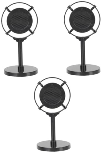 TOYANDONA 3pezzi Microfono Vintage Prop Leggero Con Base e Asta Per Decorazioni Eventi e Karaoke Accessorio Per Feste e Riprese Fotografiche