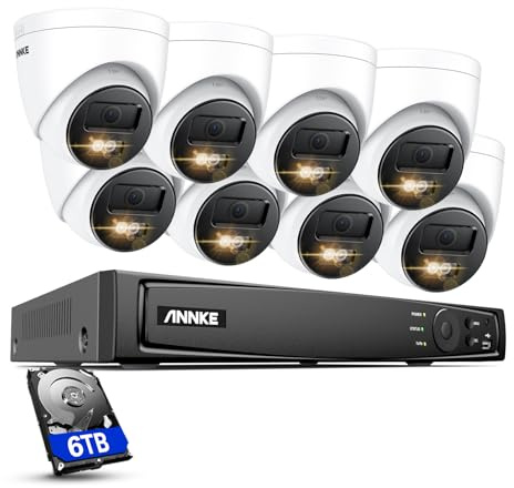 ANNKE 4K PoE CCTV Security System Outdoor, 8CH CCTV System with 6TB HDD NVR and 8 x 8MP PoE IP Cameras, Person/Vehicle Detection, Remote Access, 100ft Night Vision, 24/7 Recording, Audio