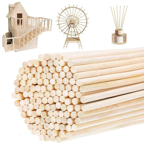 150 Stück Holzstäbchen Rund, 30 cm x 4 mm Holzstäbe Rund,Holzstäbchen, Bambusstäbe zum Basteln, Lange Holzstäbchen für Heimwerker, für DIY Kunstprojekte Geschenke Dekorationen