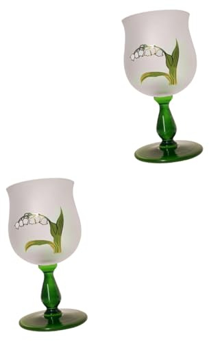 MAGICLULU 2pcs Flower Design Personalised Brandy Glass Vintage Wine Glasses for Party Home Office Restaurant