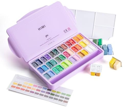HIMI Gouache Farben Set, 36 Farben x 12 ml, Twin-Jelly-Cup-Design Art Supplies for Professionals, Glasfarbe für Canvas, Paper, Perfekt für Künstler, Studenten