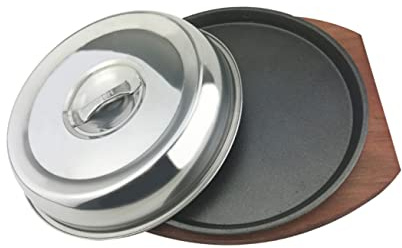 LAPYAPPE Plaque Pour Barbecue Plateau De Cuisson Ronds Assiette à Steak Avec Couvercle Ustensile De Cuisine Pratique