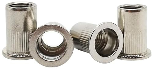 Écrou à rivet, écrou à inserts filetés, 10 pièces écrou à rivet en acier inoxydable SUS304 écrou à rivet à tête plate écrou à insert aveugle M10 écrou à tôle mince rivetage
