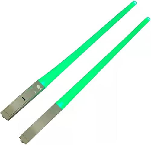 1 Paar leuchtende Essstäbchen, Lichtschwert-Essstäbchen, mit LED-Licht, wiederverwendbares Geschirr, für Zuhause (grün)