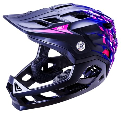 Kali Protectives Maya Full Face Child Helmet – Convertible Full Face Helmet w/Chin Bar, Lightweight Design, Adjustable Fit System for Trail, Enduro & Downhill Riding, Lightspeed Mat Mlt, One Size