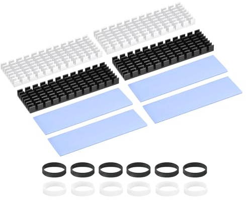 PATIKIL M.2 2280 Nvme SSD Dissipatore 70x22x6mm per Laptop Nero/Argento | Radiatore Raffreddatore in Alluminio, con Alette di Raffreddamento e Pasta Termica/Nastro/Anello in Gomma, CPU Led