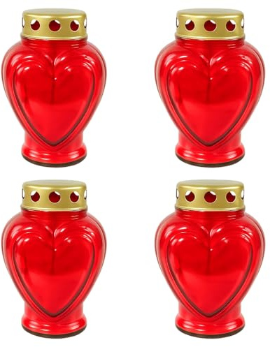Polish Grave Candle – Traditional Memorial Light – Znicz Poland (4, Red)