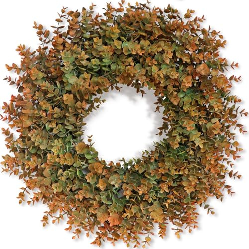 26 Fall Wreath for Front Door, Porch, Window - Large Artificial Boxwood Leaves Outdoor Wreath for Home, Farmhouse Harvest Festival Thanksgiving Day Autumn Decor
