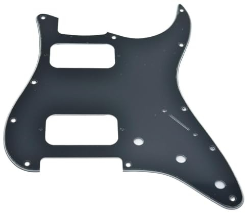 Dopro 11-Loch ST-Style Dual Humbucker HH Pickguard für American Strat Gitarren mit zwei Humbucking-Pickups, abgerundete Ecklöcher, Schwarz, 3-lagig