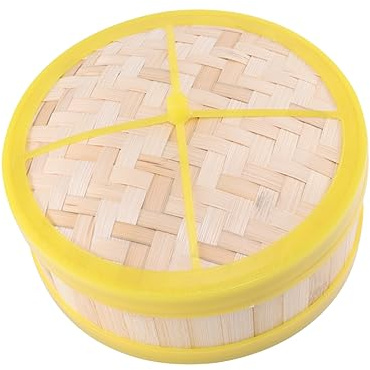 VICASKY Bamboo Steamer Banding Single Tier Steam Basket for Dim Sum Dumpling Bun Rice