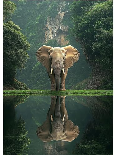 MOGTAA Elefanten Diamond Painting Erwachsene, 5D Landschaft Diamant Painting Bilder Erwachsene Anfänger, DIY Full Drill Diamant Malerei Bilder für Home Wand Dekor 30x40cm